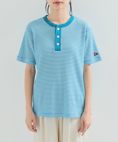Healthknit（ヘルスニット）の「【Healthknit/ヘルスニット】Multi Border Waffle S/S（Tシャツ/カットソー・レディース・ブルー系その他4/ブラウン/グリーン・FREE）」の8枚目の写真