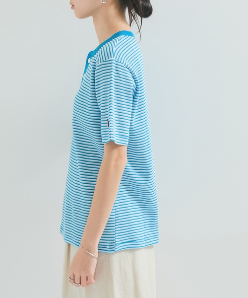 Healthknit（ヘルスニット）の「【Healthknit/ヘルスニット】Multi Border Waffle S/S（Tシャツ/カットソー・レディース・ブルー系その他4/ブラウン/グリーン・FREE）」の7枚目の写真