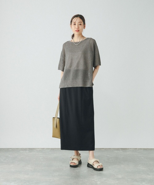 GLOBAL WORK（グローバルワーク）の「ウツクシルエットIラインスカート/459966（スカート・レディース・ライトグレー/ネイビー/ブラック/カーキ/チャコール・LARGE/MEDIUM/SMALL）」の6枚目の写真