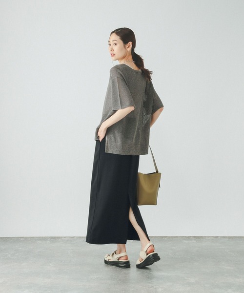 GLOBAL WORK（グローバルワーク）の「ウツクシルエットIラインスカート/459966（スカート・レディース・ライトグレー/ネイビー/ブラック/カーキ/チャコール・LARGE/MEDIUM/SMALL）」の7枚目の写真