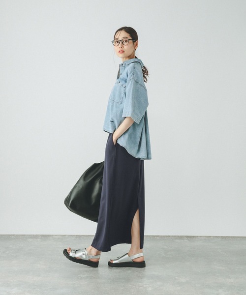 GLOBAL WORK（グローバルワーク）の「ウツクシルエットIラインスカート/459966（スカート・レディース・ライトグレー/ネイビー/ブラック/カーキ/チャコール・LARGE/MEDIUM/SMALL）」の19枚目の写真