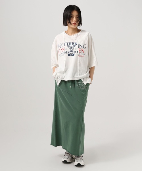 BAYFLOW(ベイフロー)の「ピグメントスカート(スカート・レディース・ブルー/チャコール/グリーン・FREE)」の4枚目の写真