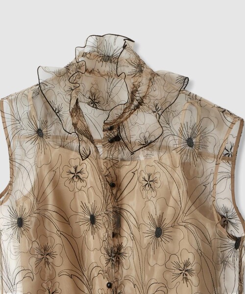 LOULOU WILLOUGHBY】オーガンジーフラワー刺繍ブラウス（シャツ  