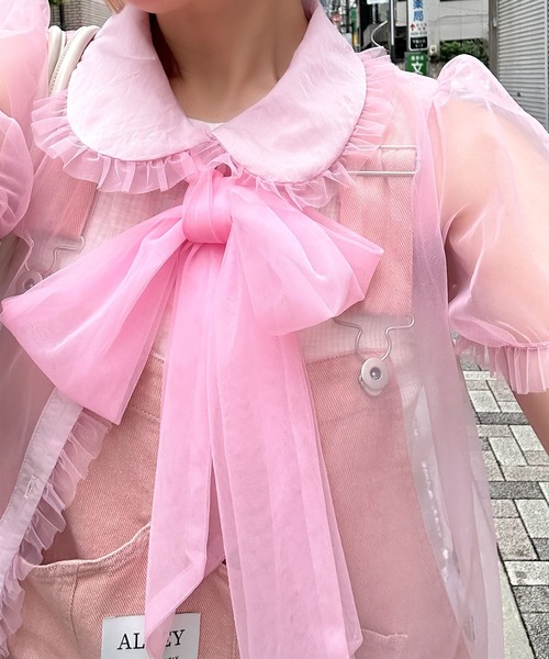 ブラウス シャツ 丸衿シアーBigボウタイブラウス レディース Alley Tokyo ブラウス シャツ 丸衿シアーBigボウタイブラウス