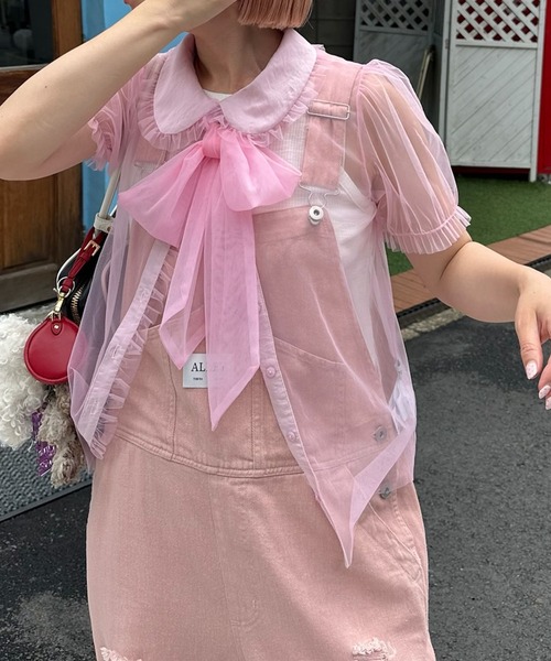 Alley Tokyo（アリートーキョー）の「丸衿シアーBigボウタイブラウス（シャツ/ブラウス・レディース・オフホワイト/ピンク/ラベンダー・FREE）」の19枚目の写真