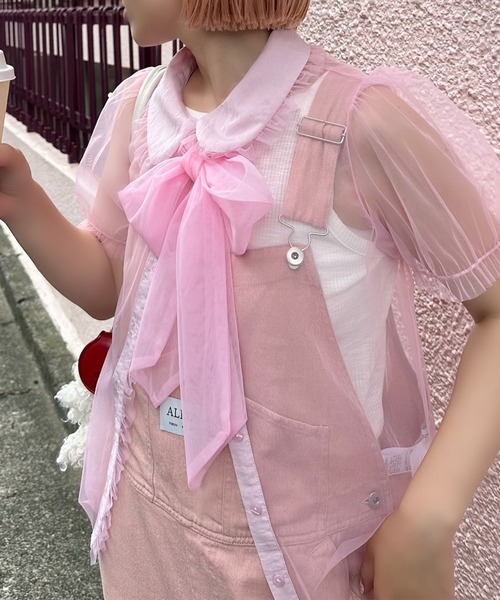 Alley Tokyo（アリートーキョー）の「丸衿シアーBigボウタイブラウス（シャツ/ブラウス・レディース・オフホワイト/ピンク/ラベンダー・FREE）」の11枚目の写真