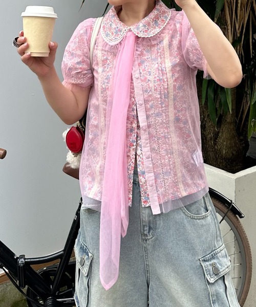 Alley Tokyo（アリートーキョー）の「丸衿シアーBigボウタイブラウス（シャツ/ブラウス・レディース・オフホワイト/ピンク/ラベンダー・FREE）」の22枚目の写真