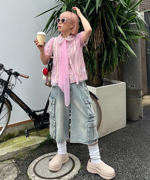 ブラウス シャツ 丸衿シアーBigボウタイブラウス レディース 丸衿シアーBigボウタイブラウス（シャツ/ブラウス）｜Alley