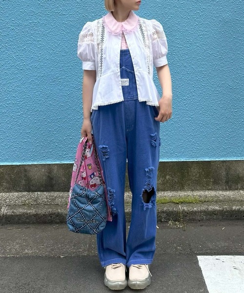 Alley Tokyo（アリートーキョー）の「丸衿シアーBigボウタイブラウス（シャツ/ブラウス・レディース・オフホワイト/ピンク/ラベンダー・FREE）」の4枚目の写真
