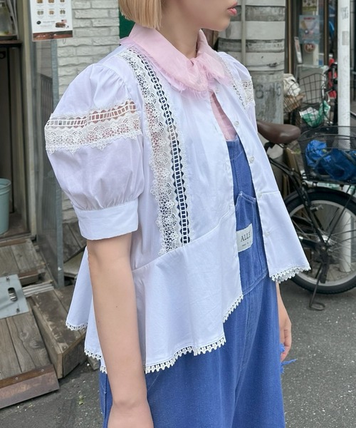 Alley Tokyo（アリートーキョー）の「丸衿シアーBigボウタイブラウス（シャツ/ブラウス・レディース・オフホワイト/ピンク/ラベンダー・FREE）」の7枚目の写真
