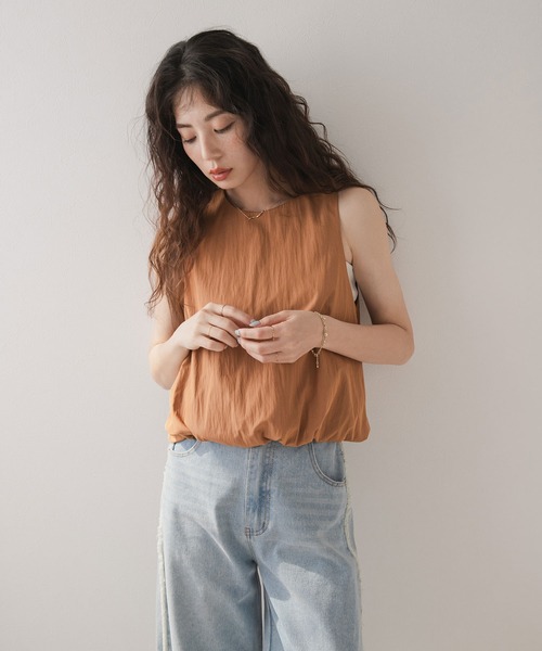 rectangle(レクタングル)の「バルーンノースリーブブラウス(Tシャツ/カットソー・レディース・ブラック/ホワイト/ブラウン・FREE)」の6枚目の写真