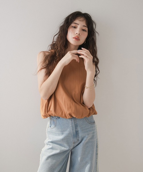 Mystrada◆ノースリーブブラウス/36/レーヨン/BEG/無地// バルーンノースリーブブラウス（Tシャツ/カットソー