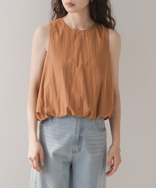 ブラウス シャツ 「MODERN WEAVING」ノースリーブブラウス レディース BABYLONE ブラウス シャツ 撥水ドロストノースリブラウス
