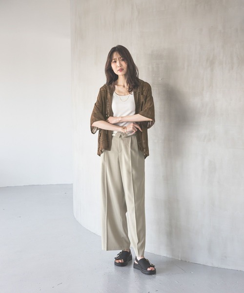 GLOBAL WORK(グローバルワーク)の「アソート柄シアーシャツ半袖/494143(シャツ/ブラウス・レディース・ブラック系その他/ブラウン系その他/ホワイト・MEDIUM/LARGE)」の4枚目の写真