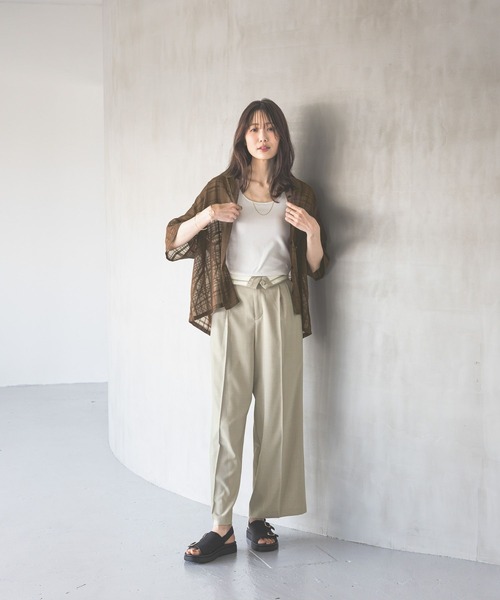 GLOBAL WORK(グローバルワーク)の「アソート柄シアーシャツ半袖/494143(シャツ/ブラウス・レディース・ブラック系その他/ブラウン系その他/ホワイト・MEDIUM/LARGE)」の5枚目の写真