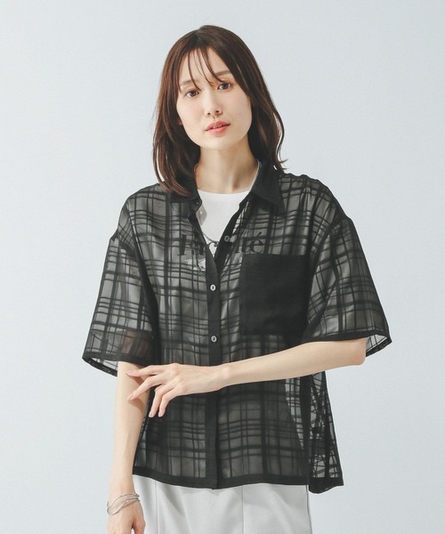 GLOBAL WORK(グローバルワーク)の「アソート柄シアーシャツ半袖/494143(シャツ/ブラウス・レディース・ブラック系その他/ブラウン系その他/ホワイト・MEDIUM/LARGE)」の11枚目の写真