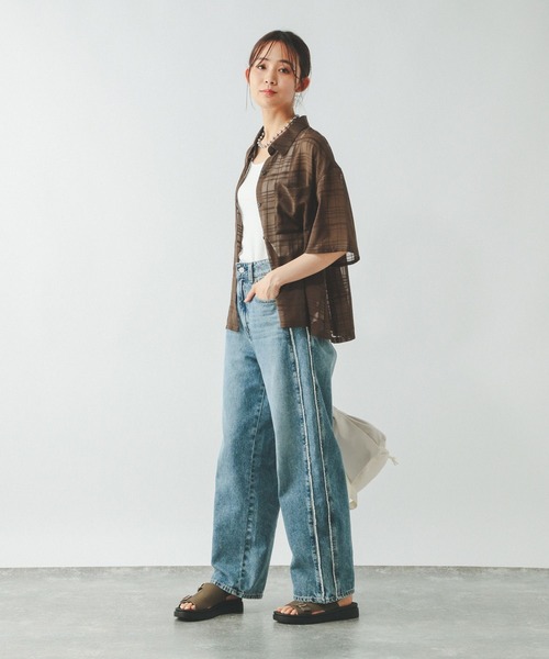 GLOBAL WORK(グローバルワーク)の「アソート柄シアーシャツ半袖/494143(シャツ/ブラウス・レディース・ブラック系その他/ブラウン系その他/ホワイト・MEDIUM/LARGE)」の14枚目の写真