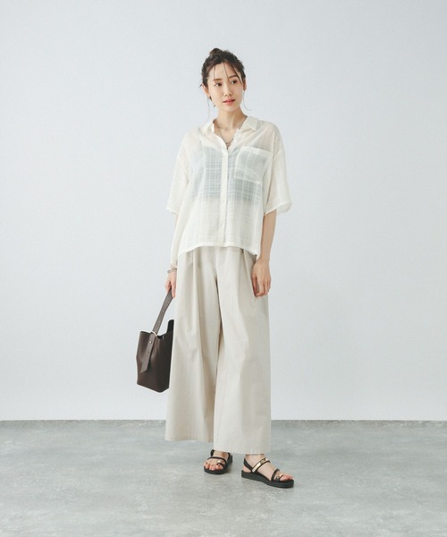 GLOBAL WORK(グローバルワーク)の「アソート柄シアーシャツ半袖/494143(シャツ/ブラウス・レディース・ブラック系その他/ブラウン系その他/ホワイト・MEDIUM/LARGE)」の20枚目の写真