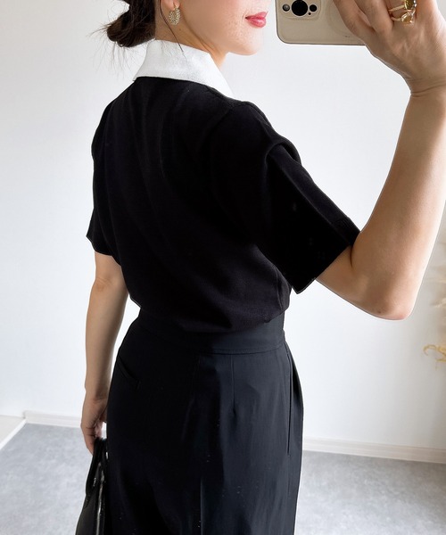 &. NOSTALGIA（アンドドットノスタルジア）の「【ZOZO限定】襟取り外しニット（ニット/セーター・レディース・ブラウン/グリーン/ホワイト×ブラック/ブラック・M）」の8枚目の写真