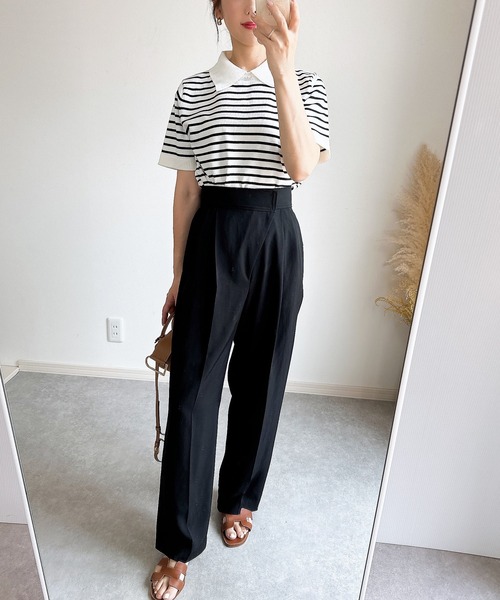 &. NOSTALGIA（アンドドットノスタルジア）の「【ZOZO限定】襟取り外しニット（ニット/セーター・レディース・ブラウン/グリーン/ホワイト×ブラック/ブラック・M）」の13枚目の写真