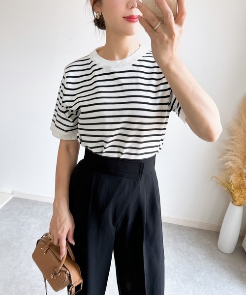 &. NOSTALGIA（アンドドットノスタルジア）の「【ZOZO限定】襟取り外しニット（ニット/セーター・レディース・ブラウン/グリーン/ホワイト×ブラック/ブラック・M）」の15枚目の写真