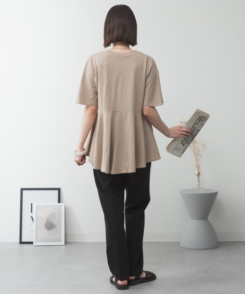 RCD(アールシーディー)の「フレアヘムショートスリーブトップ(Tシャツ/カットソー・レディース・ブラック/オフホワイト/グレイッシュベージュ/チャコールグレー/ミント・4L~5L/LL~3L/M-L)」の21枚目の写真