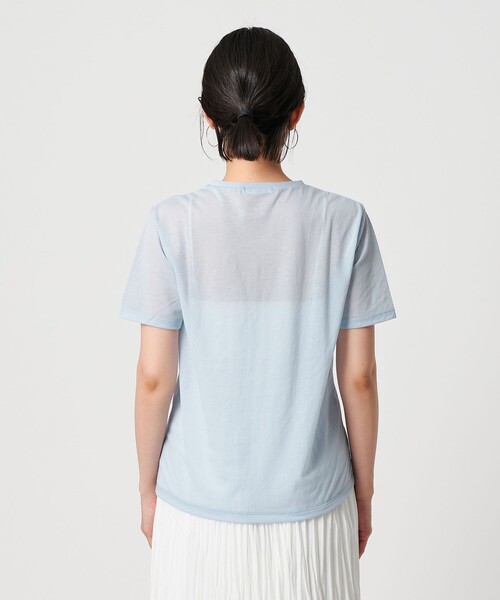 tシャツ コットンナイロン天竺 シアー クルーネック ショートスリーブTシャツ レディース セール】コットンナイロン天竺 シアー クルーネック ショート