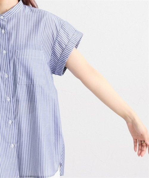 nissen（ニッセン）の「Ｗポケットバンドシャツ（半袖）（シャツ/ブラウス・レディース・オフホワイト/ブルー系/ネイビー・S/M/L/LL）」の11枚目の写真