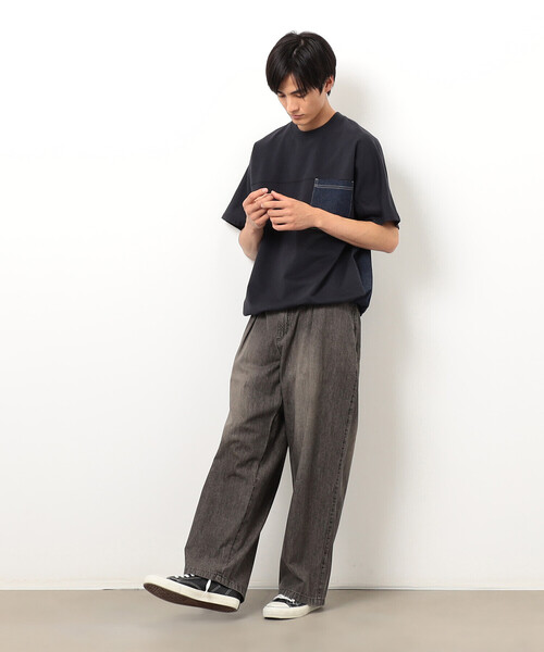 Purple&Yellow(パープルアンドイエロー)の「ライトオンスデニム タックワイドパンツ(その他パンツ・メンズ・ブラック/グレー系・X-SMALL/SMALL/MEDIUM/LARGE)」の9枚目の写真