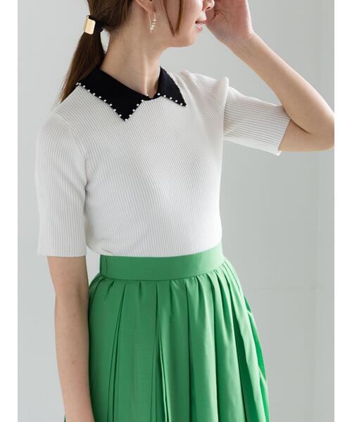 美品！50%オフ最新Theory25SS半袖ニットPOINTELLE TEE ダイヤ柄半袖ニット | PROPORTION BODY DRESSING