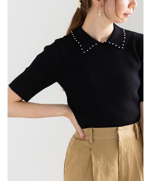 Te chichi(テチチ)の「パールトリミングカラー5分袖ニット(ニット/セーター・レディース・ブラック/オフホワイト/ネイビー・F)」の20枚目の写真