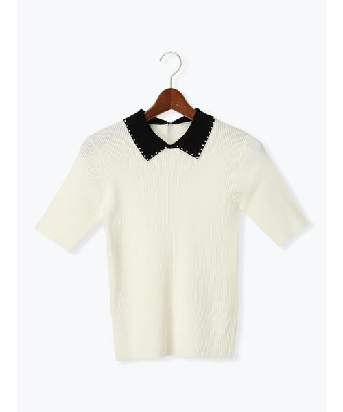 Te chichi(テチチ)の「パールトリミングカラー5分袖ニット(ニット/セーター・レディース・ブラック/オフホワイト/ネイビー・F)」の11枚目の写真