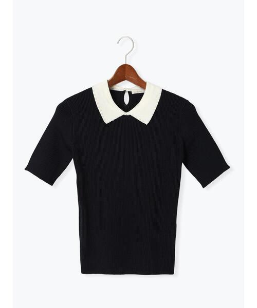 Te chichi(テチチ)の「パールトリミングカラー5分袖ニット(ニット/セーター・レディース・ブラック/オフホワイト/ネイビー・F)」の9枚目の写真