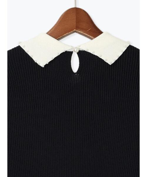 Te chichi(テチチ)の「パールトリミングカラー5分袖ニット(ニット/セーター・レディース・ブラック/オフホワイト/ネイビー・F)」の4枚目の写真