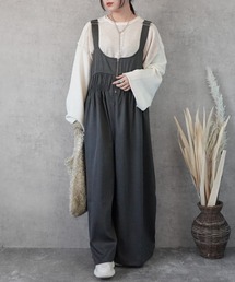 シャーリングサロペットパンツ