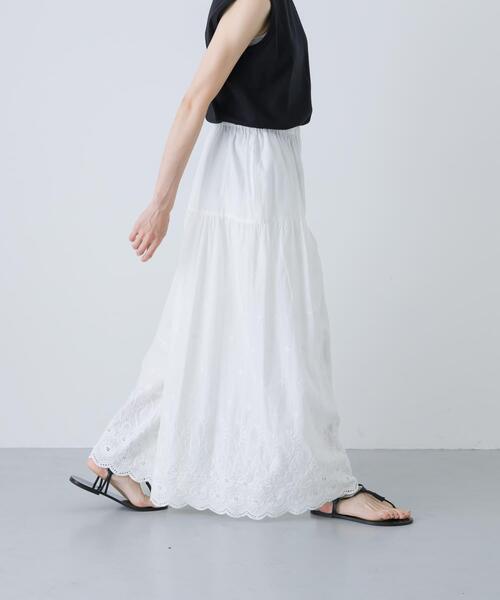 かぐれ(カグレ)の「刺繍ティアードパンツ(その他パンツ・レディース・ブラック/オフホワイト・FREE)」の4枚目の写真