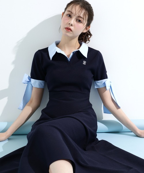 ◇ダブルカラーニットワンピース（ワンピース）｜JILL by JILL