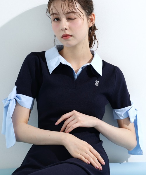 ◇ダブルカラーニットワンピース（ワンピース）｜JILL by JILL