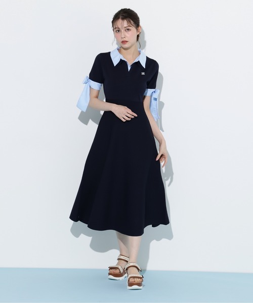 JILL by JILL STUART（ジルバイジルスチュアート）の「◇ダブルカラーニットワンピース（ワンピース・レディース・グレー系その他/グレー/ネイビー・FREE）」の8枚目の写真