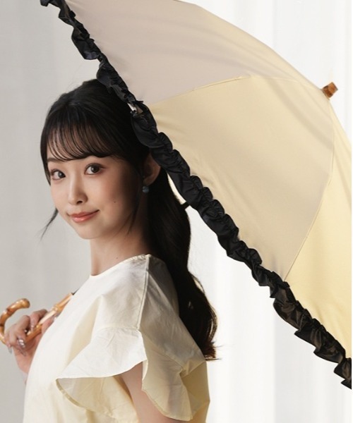 KIZAWA（キザワ）の「nino ２段式折りたたみ日傘（折りたたみ傘・レディース・ブラック/ホワイト系その他/ベージュ系その他/ホワイト系その他2/ベージュ系その他2/ブラウン系その他/ピンク系その他・FREE）」の14枚目の写真