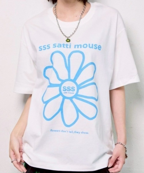 ssssattimouse(エスエスエス サッチ マウス)の「カラーフラワーTシャツ(Tシャツ/カットソー・レディース・グリーン/ブラック/ブルー・M/L/XL)」の19枚目の写真