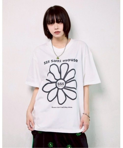ssssattimouse(エスエスエス サッチ マウス)の「カラーフラワーTシャツ(Tシャツ/カットソー・レディース・グリーン/ブラック/ブルー・M/L/XL)」の20枚目の写真