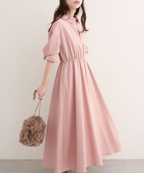 WEB限定】フロントZIP衿付きワンピース（ワンピース）｜natural