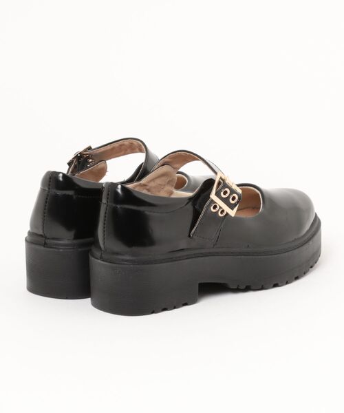 軽量厚底 プラットフォーム ハトメ ベルト メリージェーン 2648