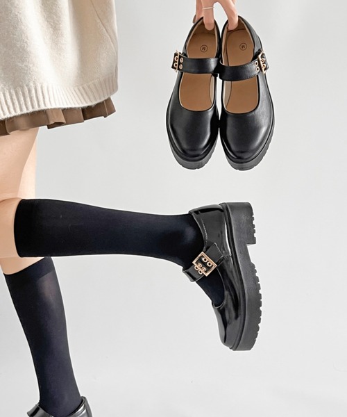Shoes in Closet（シューズインクローゼット）の「軽量 厚底 プラットフォーム メリージェーン ストラップシューズ 2648（ドレスシューズ・レディース・ブラック/ブラック系その他・3L/LL/L/M/S/XS）」の19枚目の写真