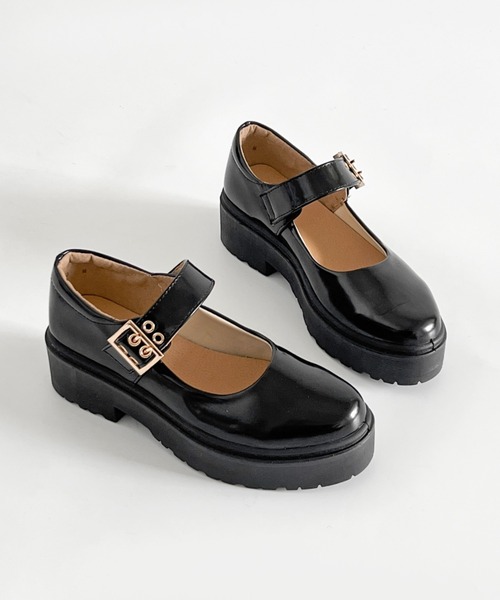 Shoes in Closet（シューズインクローゼット）の「軽量 厚底 プラットフォーム メリージェーン ストラップシューズ 2648（ドレスシューズ・レディース・ブラック/ブラック系その他・3L/LL/L/M/S/XS）」の17枚目の写真