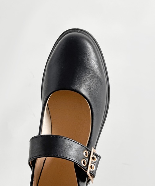 軽量厚底 プラットフォーム ハトメ ベルト メリージェーン 2648