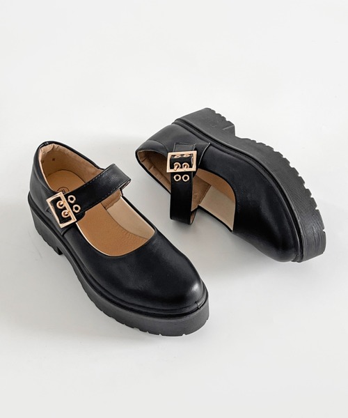 Shoes in Closet（シューズインクローゼット）の「軽量 厚底 プラットフォーム メリージェーン ストラップシューズ 2648（ドレスシューズ・レディース・ブラック/ブラック系その他・3L/LL/L/M/S/XS）」の9枚目の写真