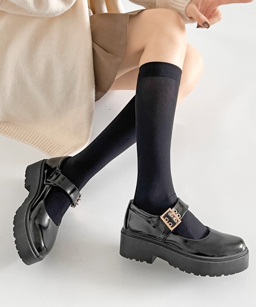 Shoes in Closet（シューズインクローゼット）の「軽量 厚底 プラットフォーム メリージェーン ストラップシューズ 2648（ドレスシューズ・レディース・ブラック/ブラック系その他・3L/LL/L/M/S/XS）」の14枚目の写真
