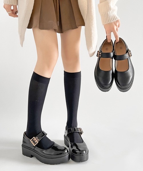 Shoes in Closet（シューズインクローゼット）の「軽量 厚底 プラットフォーム メリージェーン ストラップシューズ 2648（ドレスシューズ・レディース・ブラック/ブラック系その他・3L/LL/L/M/S/XS）」の18枚目の写真